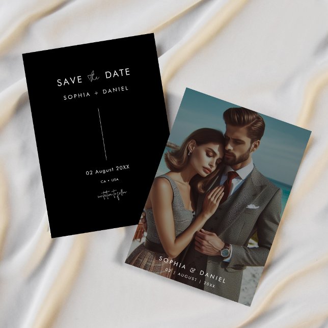 Elegant Black Wedding Save The Date Photo Invitation (Creator Uploaded)