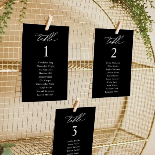 Elegant Black Wedding Seating Chart Cards (Creator Uploaded)