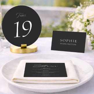 Elegant Black Wedding Table Numbers 1–19