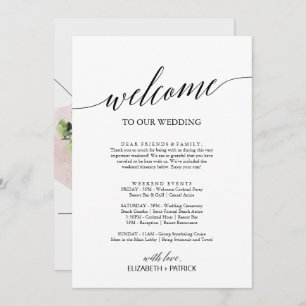 Elegant Black Welcome Letter Itinerary & Map