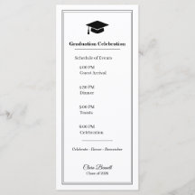 Elegant Black & White 2026 Grad Program Card