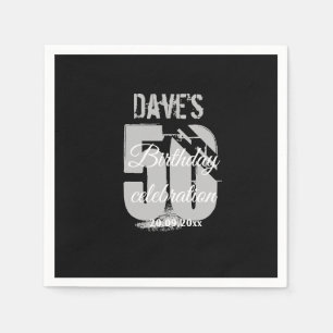 Elegant Black & White 50th Any Age Birthday Party  Napkin