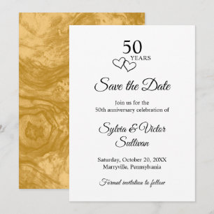 Elegant Black & White 50th Wedding Anniversary Save The Date