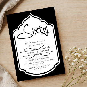Elegant Black White 60th Birthday Party Invitation