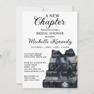 Elegant Black & White A New Chapter Bridal Shower Invitation