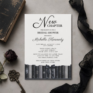 Elegant Black & White A New Chapter Bridal Shower  Invitation