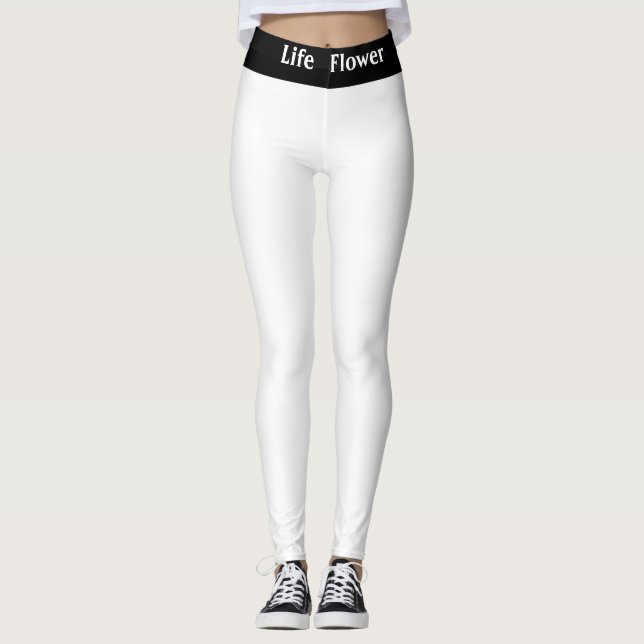 Elegant Black & White Abstract Diamond Pattern Leggings (Front)