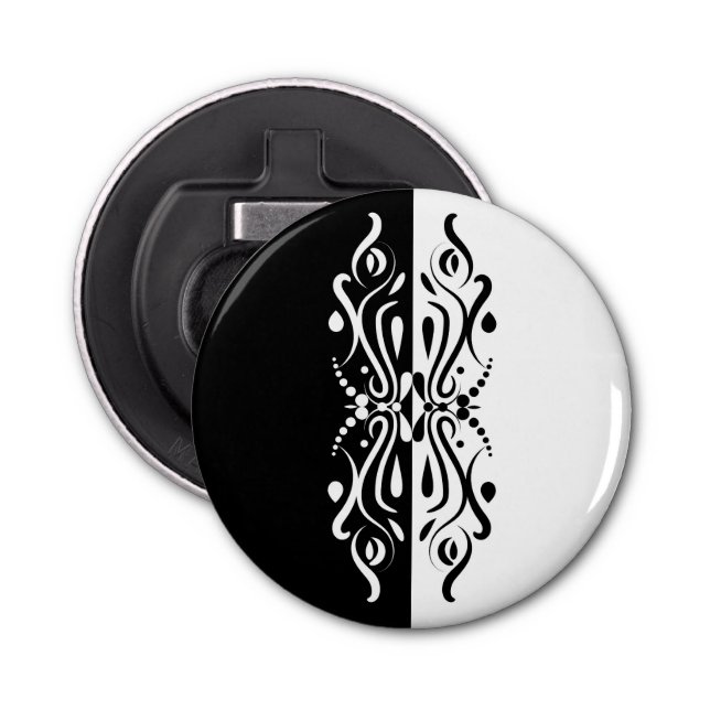 Elegant Black & White Abstract Harlequin Style Bottle Opener (Front)
