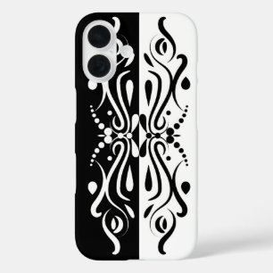 Elegant Black & White Abstract Harlequin Style iPhone 16 Case