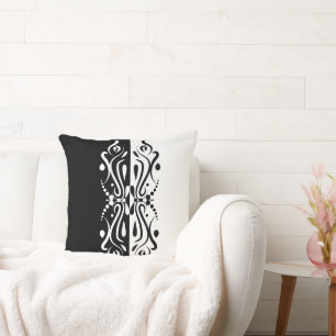 Elegant Black & White Abstract Harlequin Style Cushion