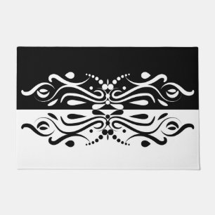 Elegant Black & White Abstract Harlequin Style Doormat