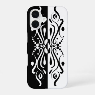 Elegant Black & White Abstract Harlequin Style iPhone 16 Case
