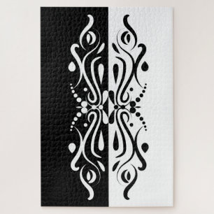 Elegant Black & White Abstract Harlequin Style Jigsaw Puzzle