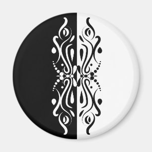 Elegant Black & White Abstract Harlequin Style Magnet