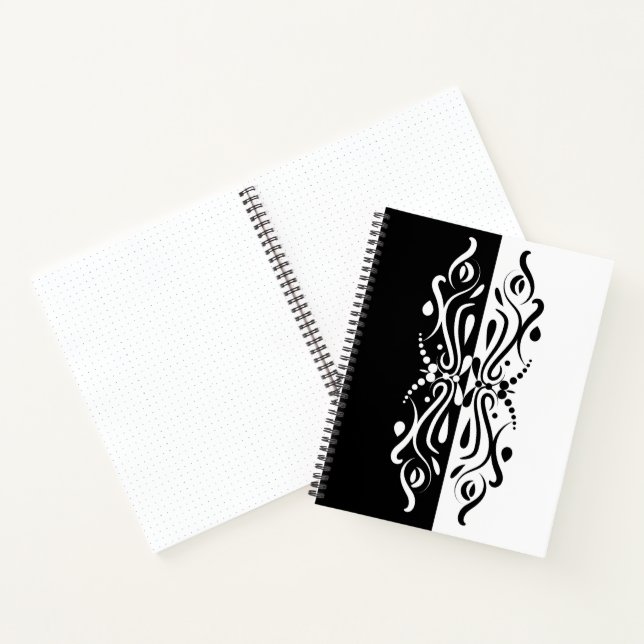 Elegant Black & White Abstract Harlequin Style Notebook (Inside)