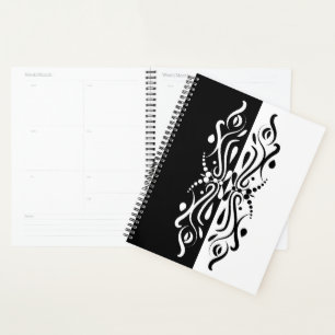 Elegant Black & White Abstract Harlequin Style Planner