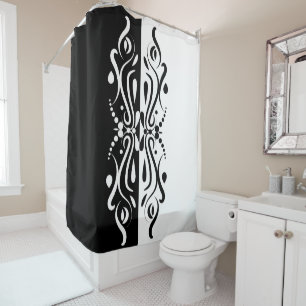 Elegant Black & White Abstract Harlequin Style Shower Curtain