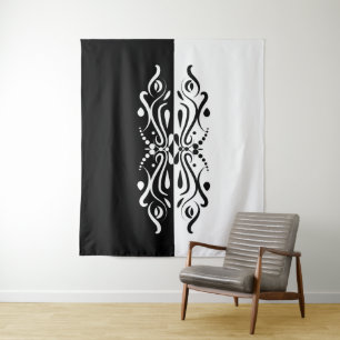 Elegant Black & White Abstract Harlequin Style Tapestry