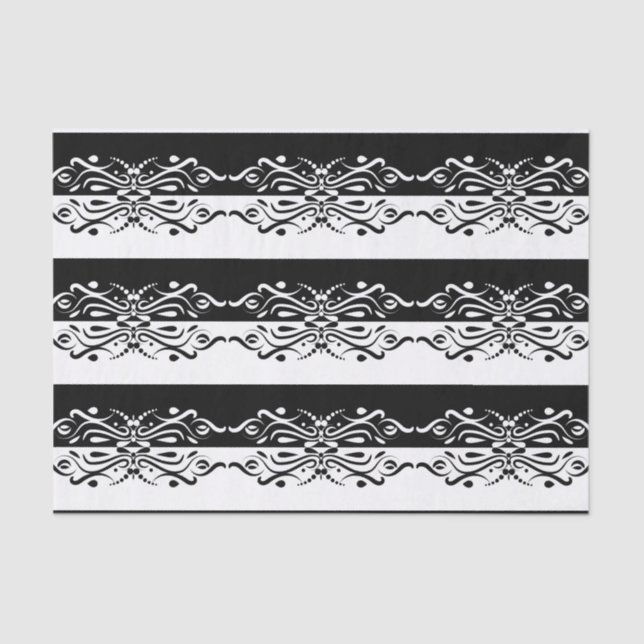 Elegant Black & White Abstract Harlequin Style Tissue Paper (Front)