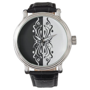 Elegant Black & White Abstract Harlequin Style Watch