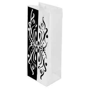 Elegant Black & White Abstract Harlequin Style Wine Gift Bag