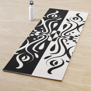 Elegant Black & White Abstract Harlequin Style Yoga Mat