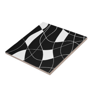 Elegant black &white abstract pattern ceramic tile