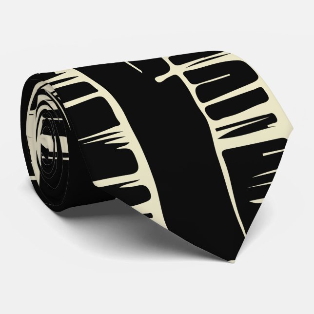 Elegant black &white Abstract pattern Tie (Rolled)