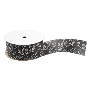 Elegant Black White Abstract Wedding Grosgrain Ribbon