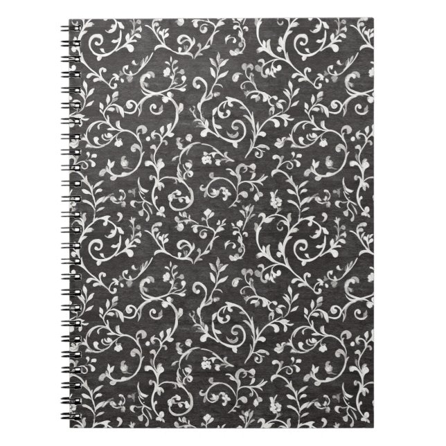 Elegant Black White Abstract Wedding Notebook (Front)