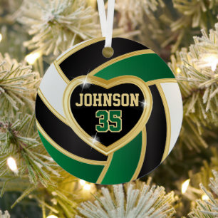 Elegant Black, White and Dark Green 🏐 Volleybal Metal Tree Decoration