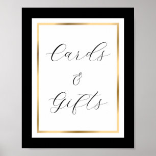 Elegant Black White and Gold Cards and Gifts Sign