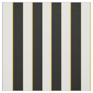 Elegant Black, White and Gold Stripes Fabric