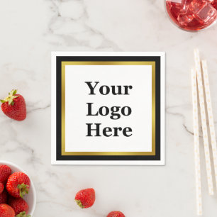 Elegant Black, White and Gold Your Logo Here Napkin