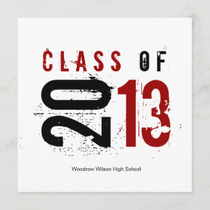 Elegant Black, White and Red Class of 2013 Invitation