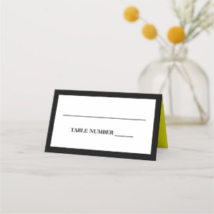 Elegant Black, White, and Yellow Place Card