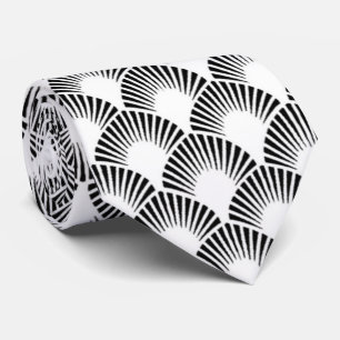 elegant black white art Deco pattern Tie
