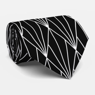 elegant black white art Deco pattern  Tie