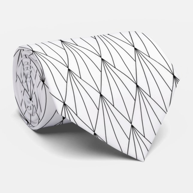 elegant black white art Deco pattern  Tie (Rolled)