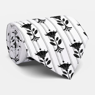 elegant black white art Deco pattern Tie