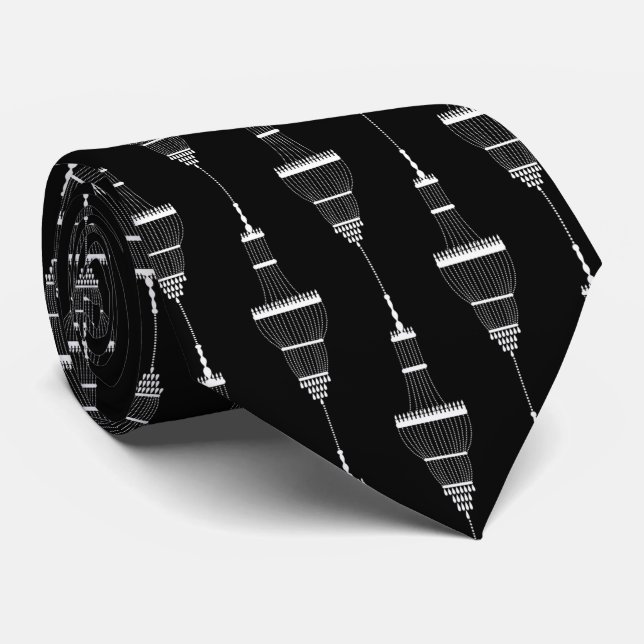 elegant black white art Deco pattern  Tie (Rolled)