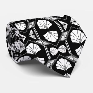 elegant black white art Deco pattern Tie