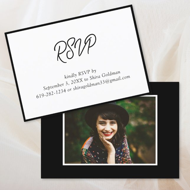 Elegant Black & White Bat Mitzvah Photo RSVP Card (Elegant Black & White Bat Mitzvah Photo RSVP Card
)