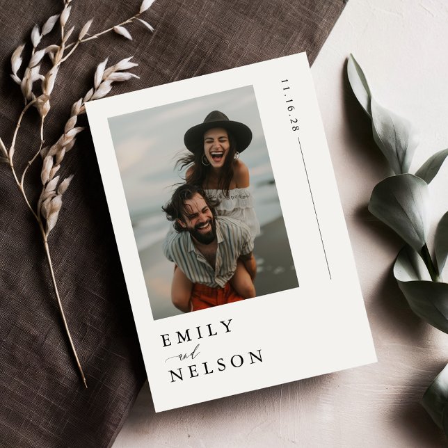 Elegant Black & White Beach Wedding Photo Invitation (Creator Uploaded)