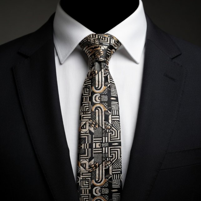 Elegant Black White Beige Tie (Creator Uploaded)