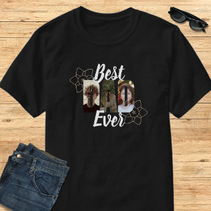 Elegant Black & White Best Dad Ever Photo Collage T-Shirt
