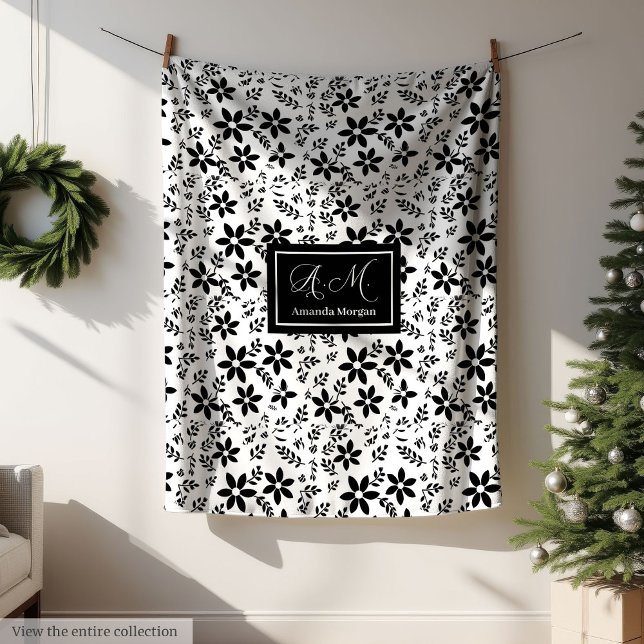 Elegant Black White Blanket Trendy Colour Botanica (Elegant Black White Blanket Trendy Color Botanical)