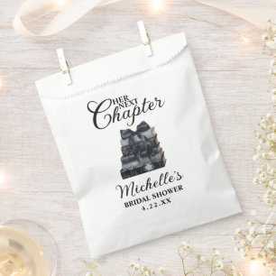 Elegant Black & White Book Themed Bridal Shower Favour Bag