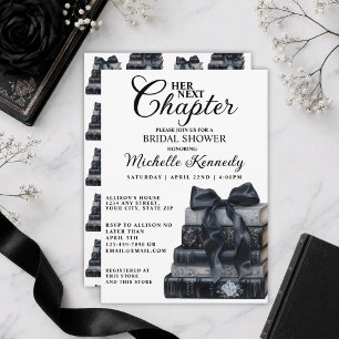 Elegant Black & White Book Themed Bridal Shower Invitation