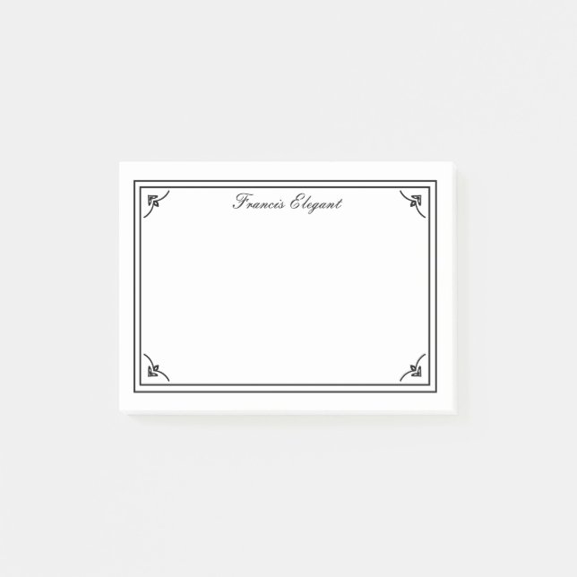 Elegant Black White Border Personalized Notes (Front)